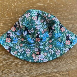 Floral Cat Print Bucket Hat